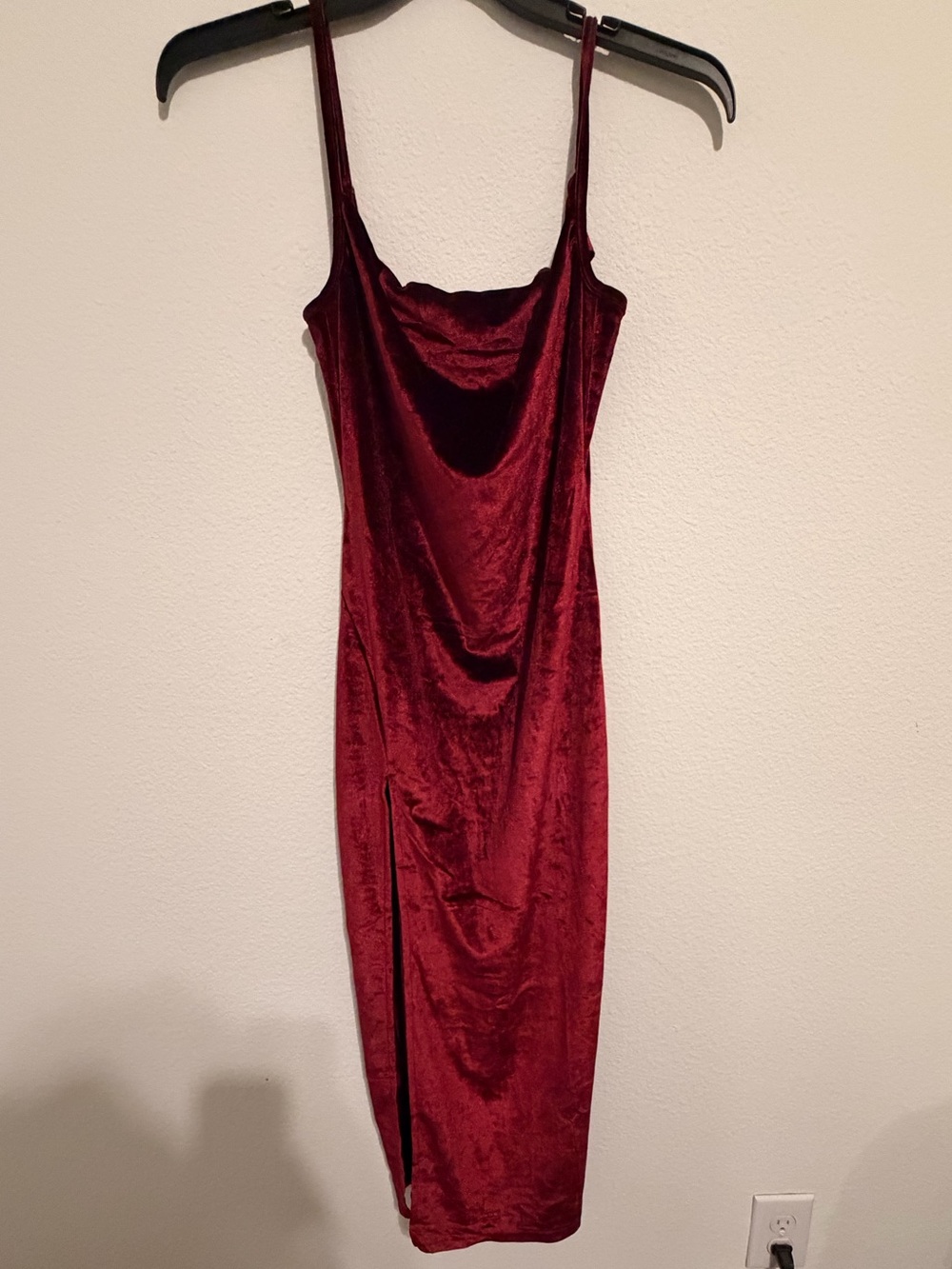 Women's Burgundy Velvet Slip Dress with Cowl Neck